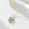Wholesale Women's Geometric Retro Natural Sky Blue Topaz Sterling Silver 925 Silver Gem Inlaid Necklace With Cross Chain