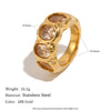 Wholesale Women's Geometric Retro Niche Stainless Steel 18K Goldplated Zircon Ring