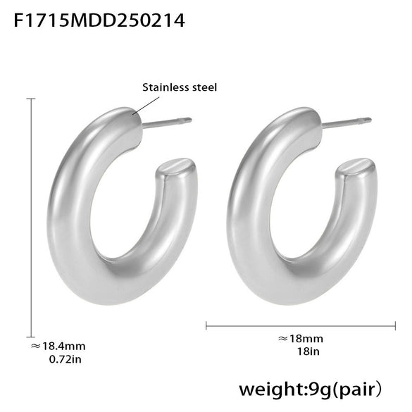 Wholesale Women's Geometric Retro Stainless Steel Electroplated Cshaped Earrings