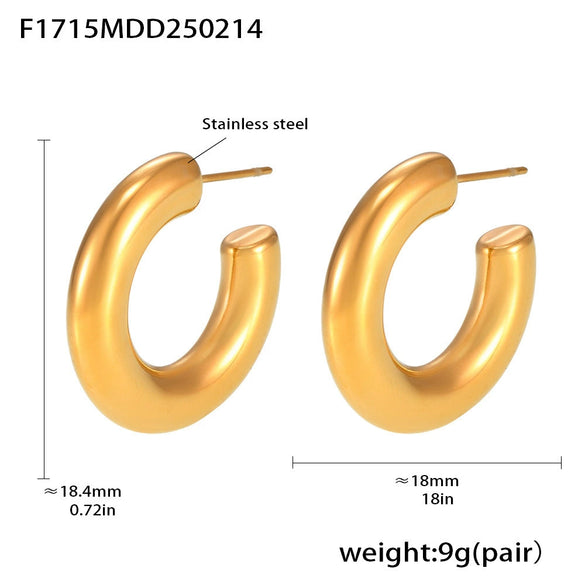 Wholesale Women's Geometric Retro Stainless Steel Electroplated Cshaped Earrings