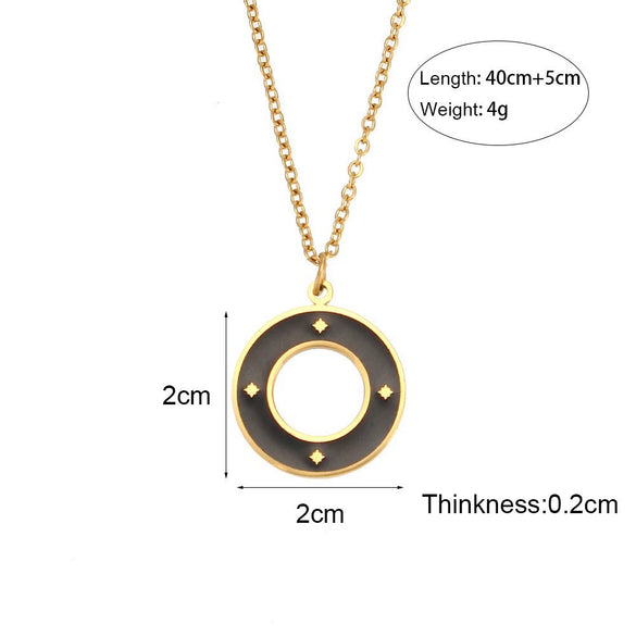 Wholesale Women's Geometric Retro Versatile Titanium Steel And Stainless Steel 18K Gold Plated Round Pendant Necklace