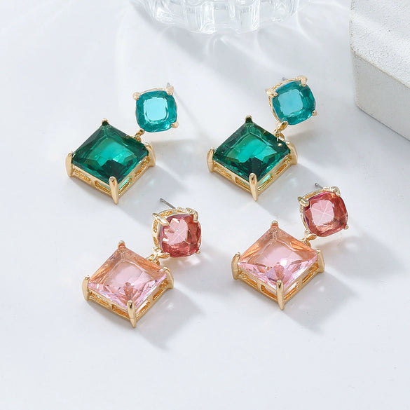 Wholesale Women's Geometric Rhinestone Earrings Elegant And Fashionable