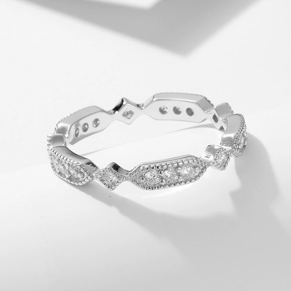 Wholesale Women's Geometric Rhombus Diamond Ring Made Of S925 Sterling Silver