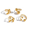 Wholesale Women's Geometric Round Ball Bead Open Ring Stainless Steel Pvd Furnace Vacuum Real Gold Plated Hand Jewelry