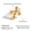 Wholesale Women's Geometric Round Ball Bead Open Ring Stainless Steel Pvd Furnace Vacuum Real Gold Plated Hand Jewelry