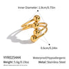 Wholesale Women's Geometric Round Ball Bead Open Ring Stainless Steel Pvd Furnace Vacuum Real Gold Plated Hand Jewelry