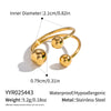 Wholesale Women's Geometric Round Ball Bead Open Ring Stainless Steel Pvd Furnace Vacuum Real Gold Plated Hand Jewelry