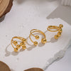 Wholesale Women's Geometric Round Ball Bead Open Ring Stainless Steel Pvd Furnace Vacuum Real Gold Plated Hand Jewelry