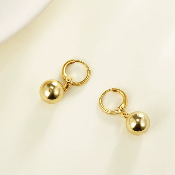Wholesale Women's Geometric Round Beads Copper Zinc Alloy Electroplated Minimalist Gold Earrings