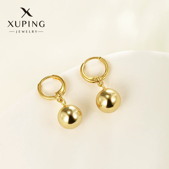 Wholesale Women's Geometric Round Beads Copper Zinc Alloy Electroplated Minimalist Gold Earrings