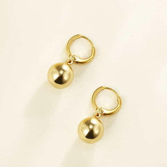 Wholesale Women's Geometric Round Beads Copper Zinc Alloy Electroplated Minimalist Gold Earrings