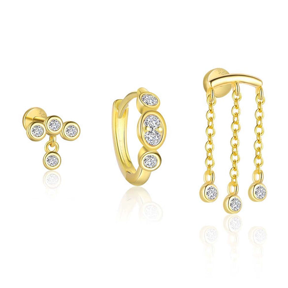 Wholesale Women's Geometric Round Diamond Zirconia 925 Sterling Silver Earrings