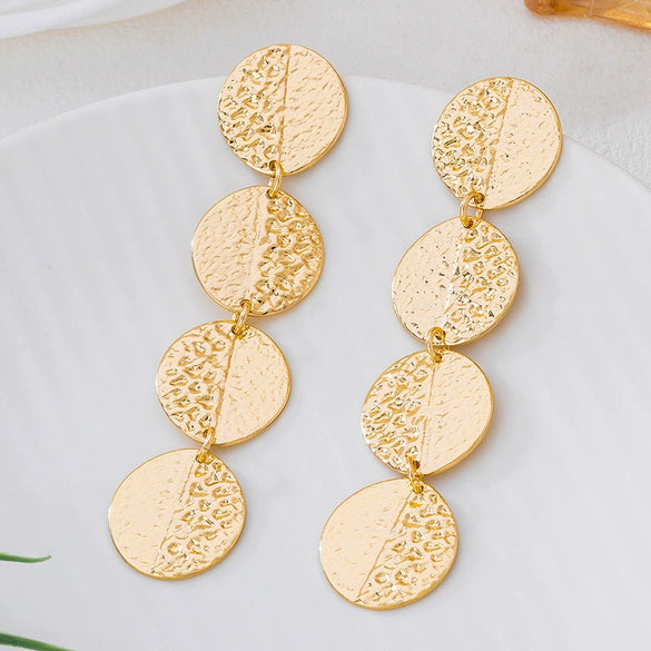 Wholesale Women's Geometric Round Long Alloy And Stainless Steel Electroplated Earrings