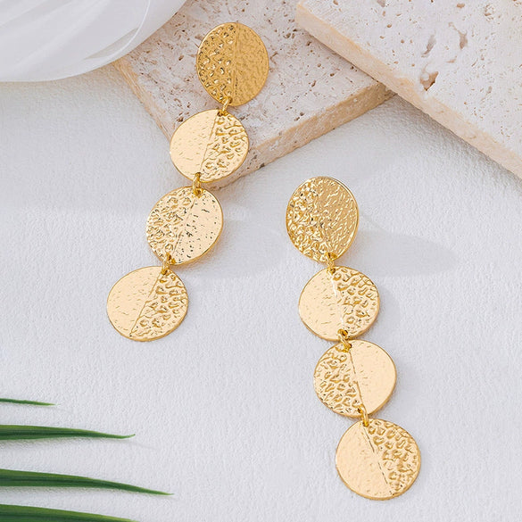 Wholesale Women's Geometric Round Long Alloy And Stainless Steel Electroplated Earrings