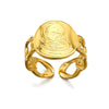Wholesale Women's Geometric Round Portrait Stainless Steel Open Ring With Electroplating