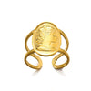 Wholesale Women's Geometric Round Portrait Stainless Steel Open Ring With Electroplating