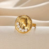 Wholesale Women's Geometric Round Portrait Stainless Steel Open Ring With Electroplating