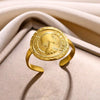 Wholesale Women's Geometric Round Portrait Stainless Steel Open Ring With Electroplating
