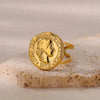 Wholesale Women's Geometric Round Portrait Stainless Steel Open Ring With Electroplating