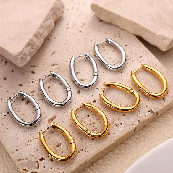 Wholesale Women's Geometric Round 316L Stainless Steel Electroplated Earrings