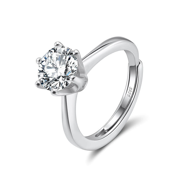 Wholesale Women's Geometric S925 Silver Electroplated Moissanite Wedding Ring