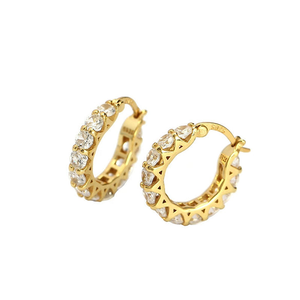 Wholesale Women's Geometric S925 Silver Electroplated Zircon Earring