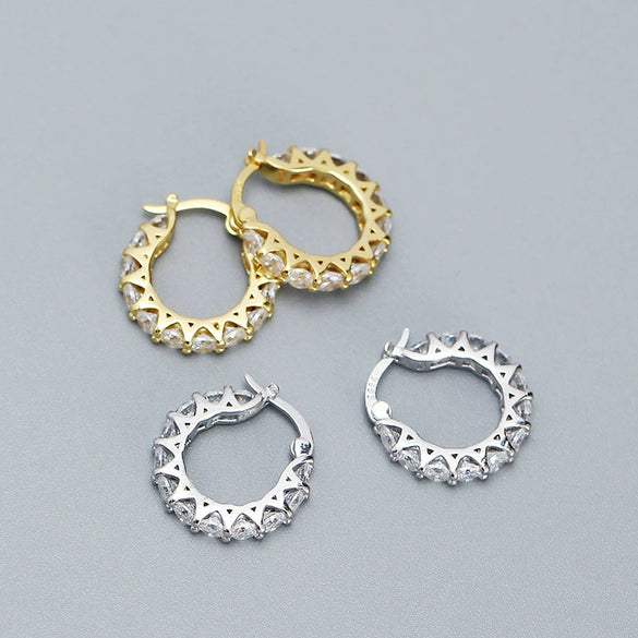 Wholesale Women's Geometric S925 Silver Electroplated Zircon Earring