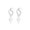 Wholesale Women's Geometric S925 Silver Natural Pearl Stud Earrings With Electroplating