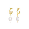 Wholesale Women's Geometric S925 Silver Natural Pearl Stud Earrings With Electroplating