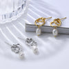 Wholesale Women's Geometric S925 Silver Natural Pearl Stud Earrings With Electroplating
