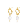 Wholesale Women's Geometric S925 Silver Natural Pearl Stud Earrings With Electroplating