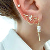 Wholesale Women's Geometric S925 Silver Needle And Copper Pendant Earrings Set With Diamonds And Zircon