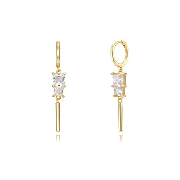 Wholesale Women's Geometric S925 Silver Needle And Copper Pendant Earrings Set With Diamonds And Zircon