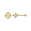 Wholesale Women's Geometric S925 Silver Pearl Screw Earrings With Zirconia Design