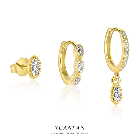 Wholesale Women's Geometric S925 Sterling Silver Diamond Earrings