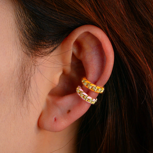 Wholesale Women's Geometric S925 Sterling Silver Diamond Set Earrings Ear Bone Clip Without Pierced Ears