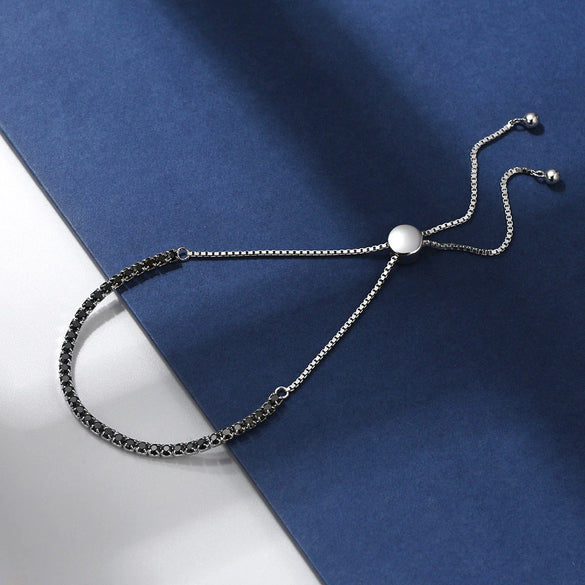 Wholesale Women's Geometric S925 Sterling Silver Electroplated Adjustable Tennis Chain Bracelet