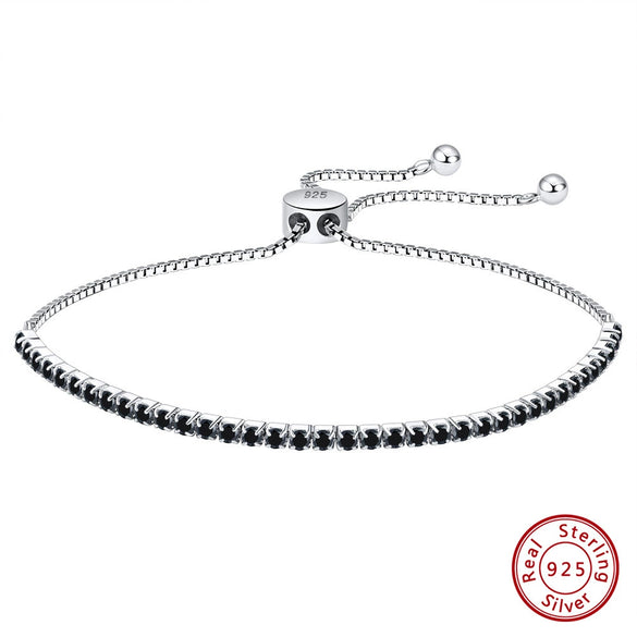 Wholesale Women's Geometric S925 Sterling Silver Electroplated Adjustable Tennis Chain Bracelet