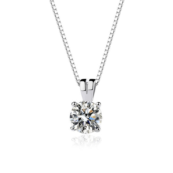 Wholesale Women's Geometric S925 Sterling Silver Electroplated Fourclaw Zircon Pendant Necklace
