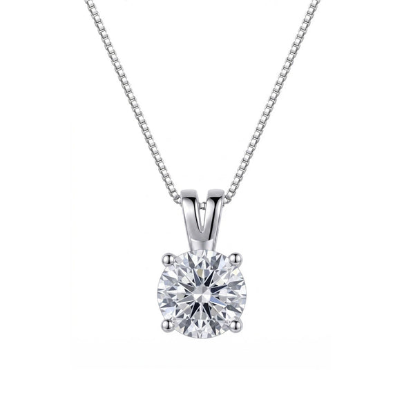 Wholesale Women's Geometric S925 Sterling Silver Electroplated Fourclaw Zircon Pendant Necklace