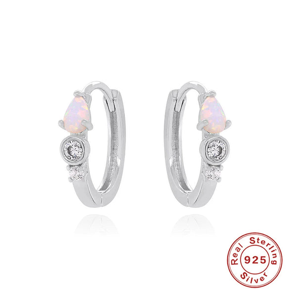 Wholesale Women's Geometric S925 Sterling Silver Electroplated Horse Eye Opal Earrings