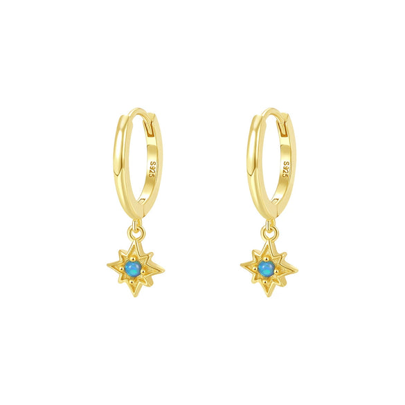 Wholesale Women's Geometric S925 Sterling Silver Electroplated Opal Inlaid Earrings