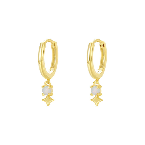 Wholesale Women's Geometric S925 Sterling Silver Electroplated Opal Inlaid Earrings