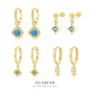 Wholesale Women's Geometric S925 Sterling Silver Electroplated Opal Inlaid Earrings