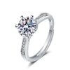 Wholesale Women's Geometric S925 Sterling Silver Electroplated Sixclaw Open Diamond Ring