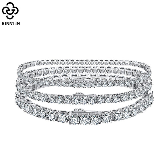Wholesale Women's Geometric S925 Sterling Silver Electroplated Tennis Bracelet