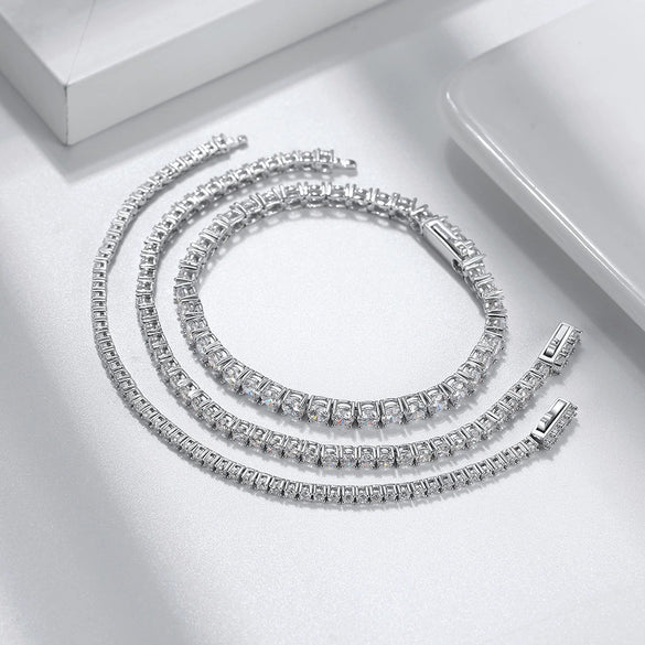 Wholesale Women's Geometric S925 Sterling Silver Electroplated Tennis Bracelet
