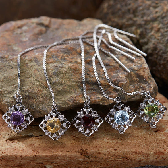 Wholesale Women's Geometric S925 Sterling Silver 18K Gold Natural Color Treasure Earrings Jewelry