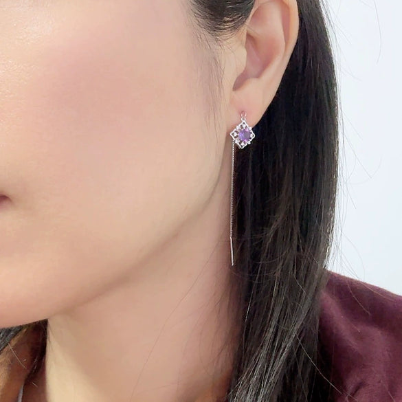 Wholesale Women's Geometric S925 Sterling Silver 18K Gold Natural Color Treasure Earrings Jewelry