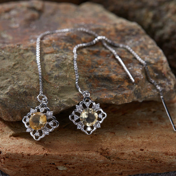 Wholesale Women's Geometric S925 Sterling Silver 18K Gold Natural Color Treasure Earrings Jewelry